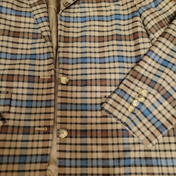 Aritzia Babaton Plaid Kara Oversized Jacket in Brown and Blue - Picture 2 of 5
